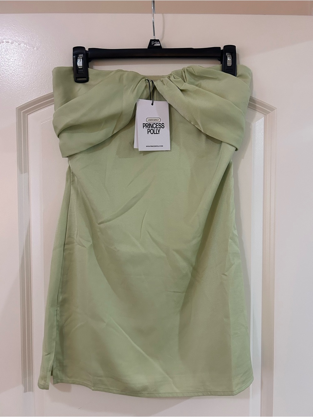 Princess Polly Light Sage Strapless Mini Dress
